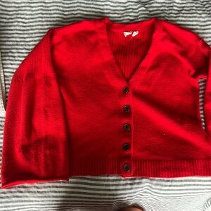 Cropped Boxy Fit Red Cardingan